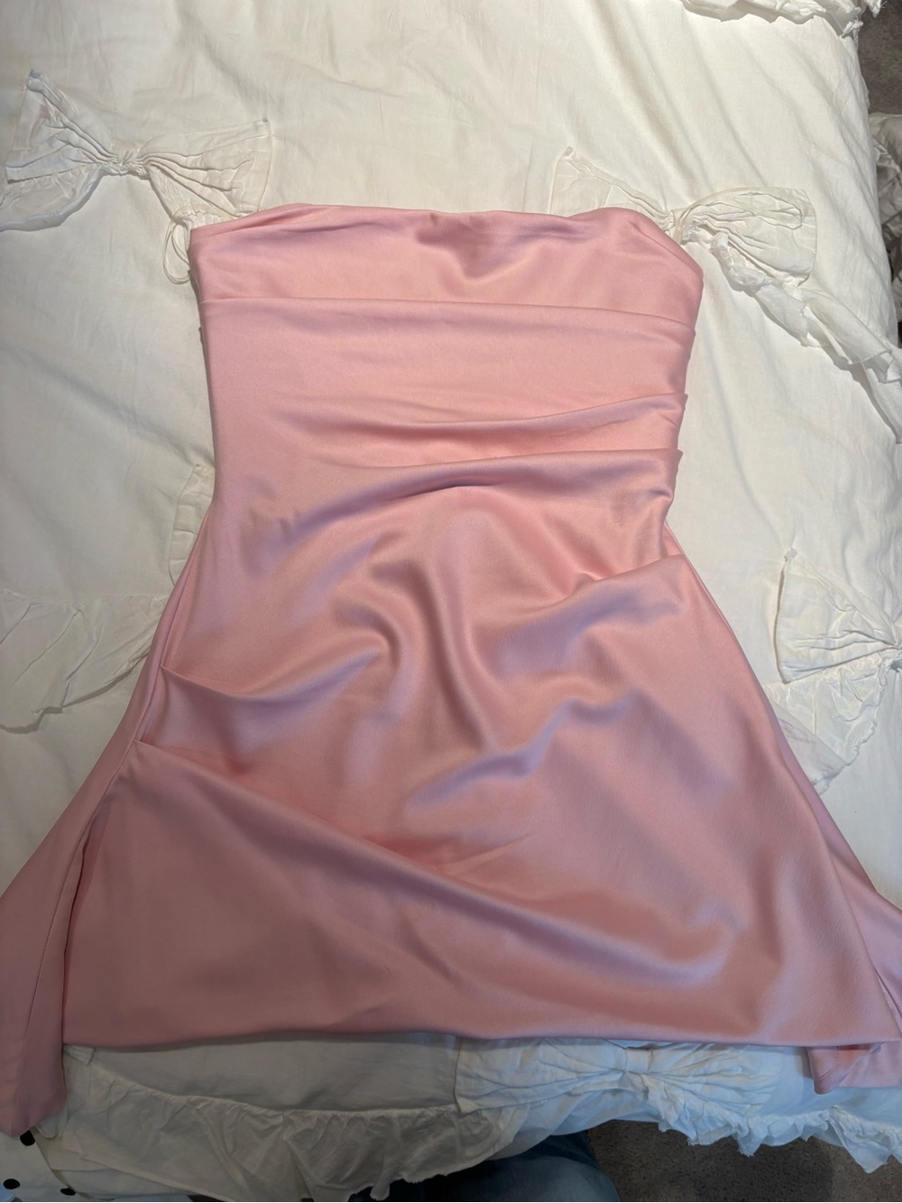 House of CB Strapless Satin Pink Mini Dress